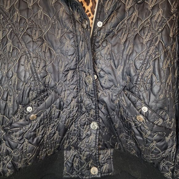 Vintage Y2K Baby Phat Jacket Fur Hooded All Over Print Size XL Rare Black - Picture 3 of 12